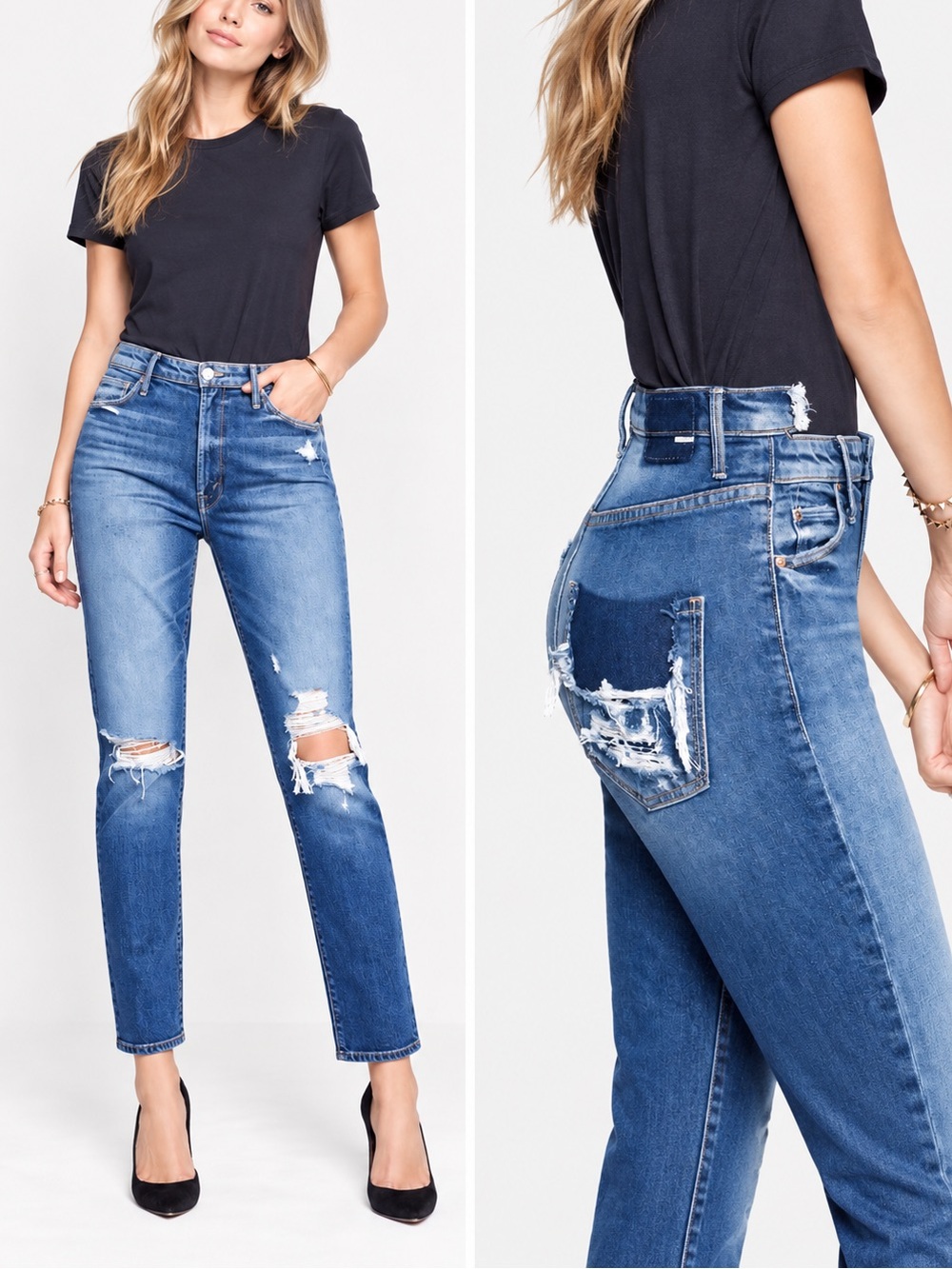 MOTHER Superior The Dazzler Shift Jeans Your Treat or Mine Distressed Sz 30